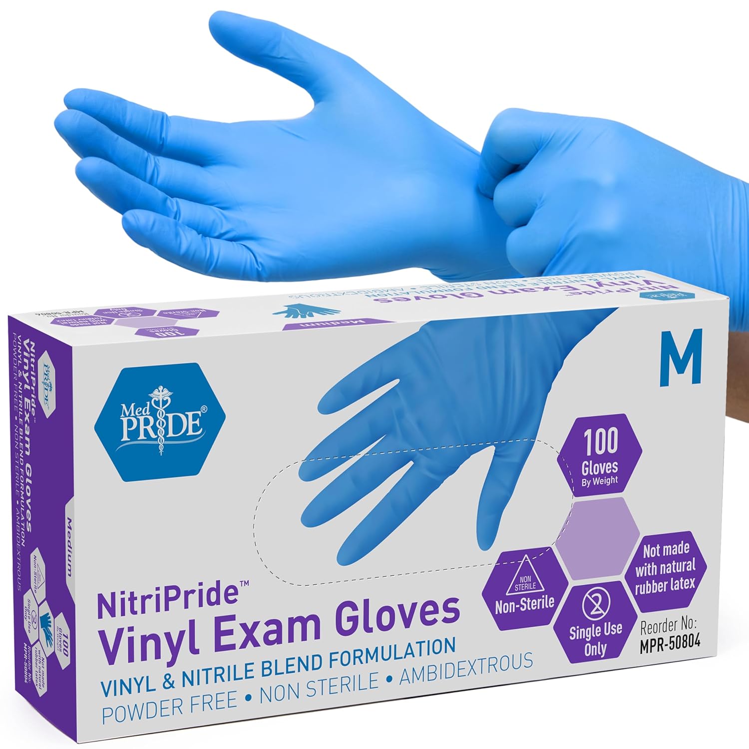 Latex Disposable Glove - Powder-Free Nitrile/Vinyl Blend Exam Gloves, Latex-Free,