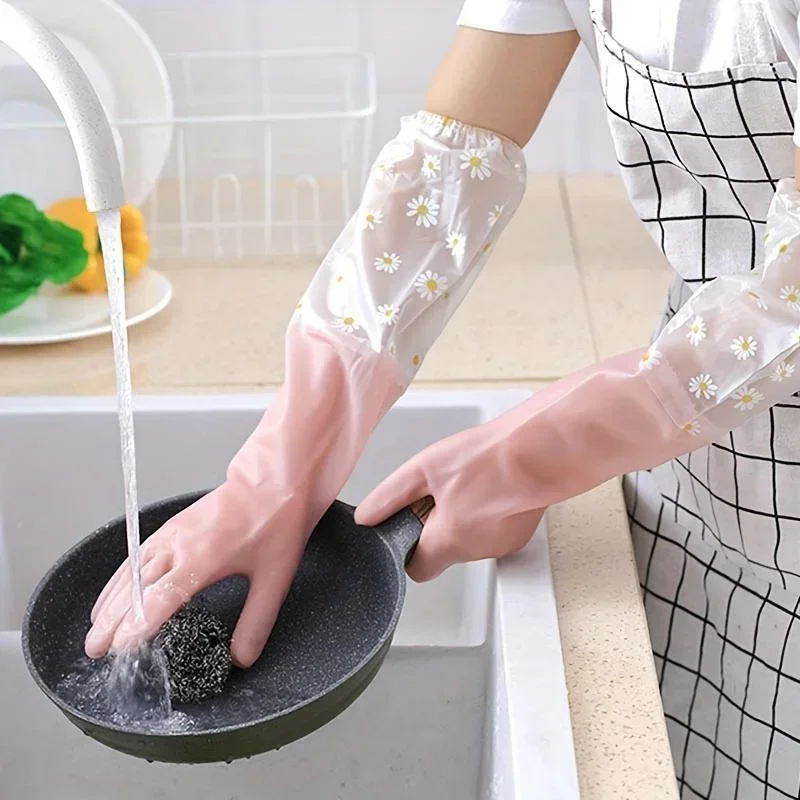 1 Pair Rubber Gloves Long Slee - Dish Glove Rubber avaliação e preço