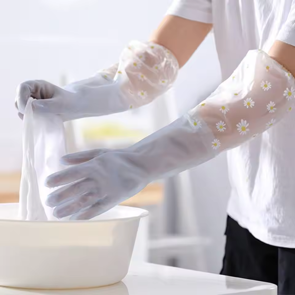 1 Pair Rubber Gloves Long Slee - Dish Glove Rubber avaliação e preço