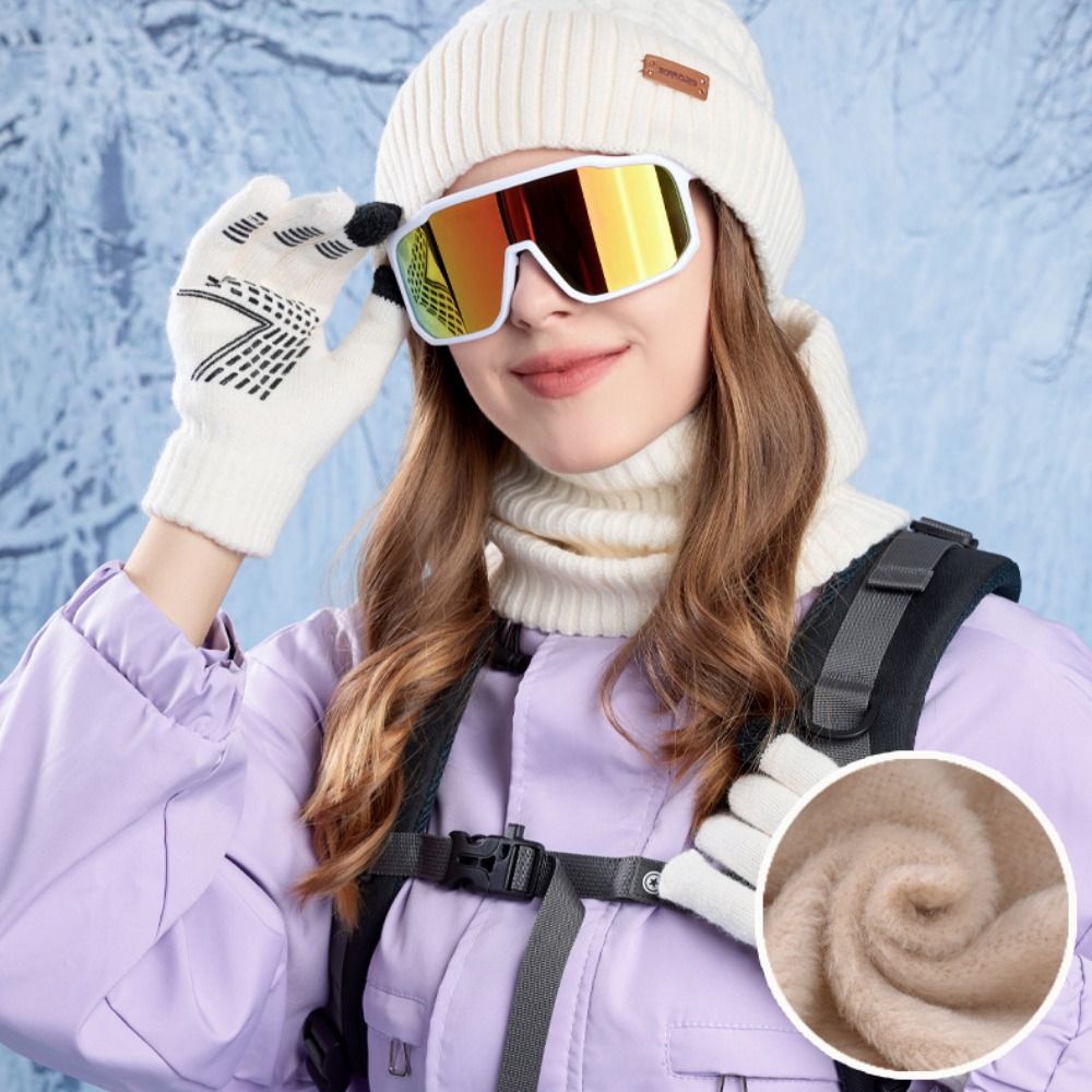 3pcs Hiking Solid Color Hat Sc - Wool Glove Lined avaliação e preço
