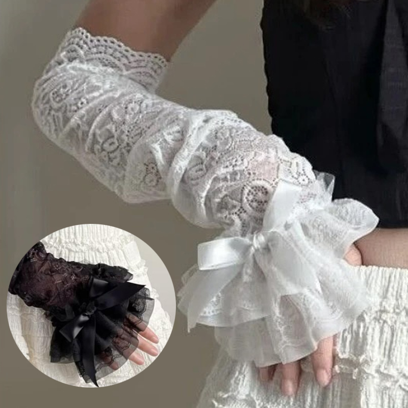 Hollow Out Lace Long Arm Sleev - Fingerless Glove Knit avaliação e preço