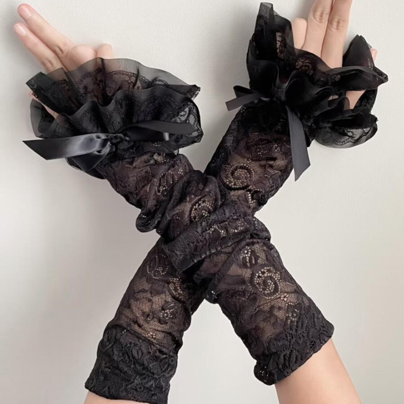 Hollow Out Lace Long Arm Sleev - Fingerless Glove Knit avaliação e preço