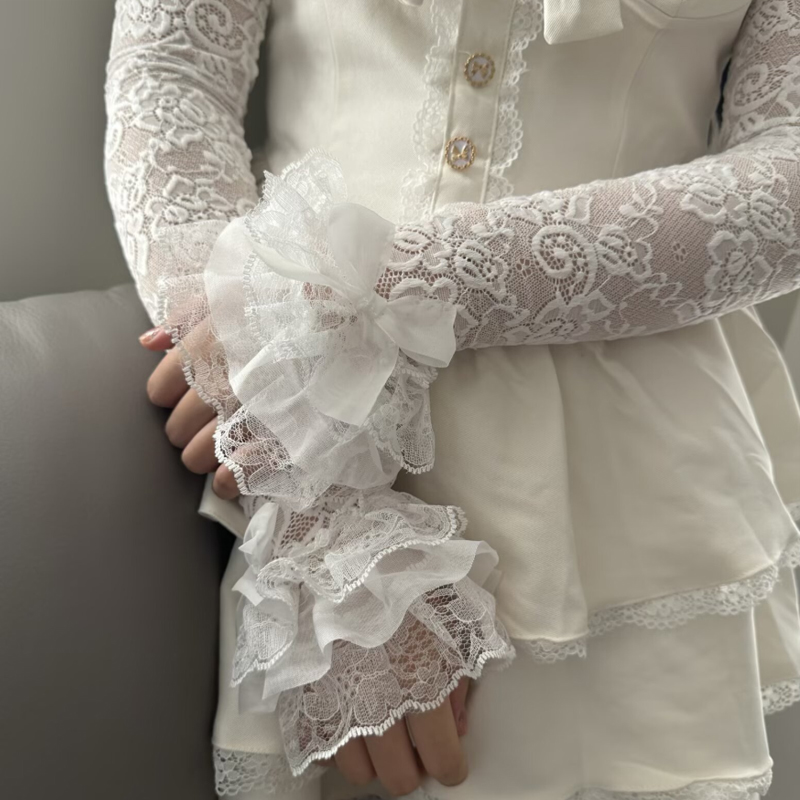 Hollow Out Lace Long Arm Sleev - Fingerless Glove Knit avaliação e preço
