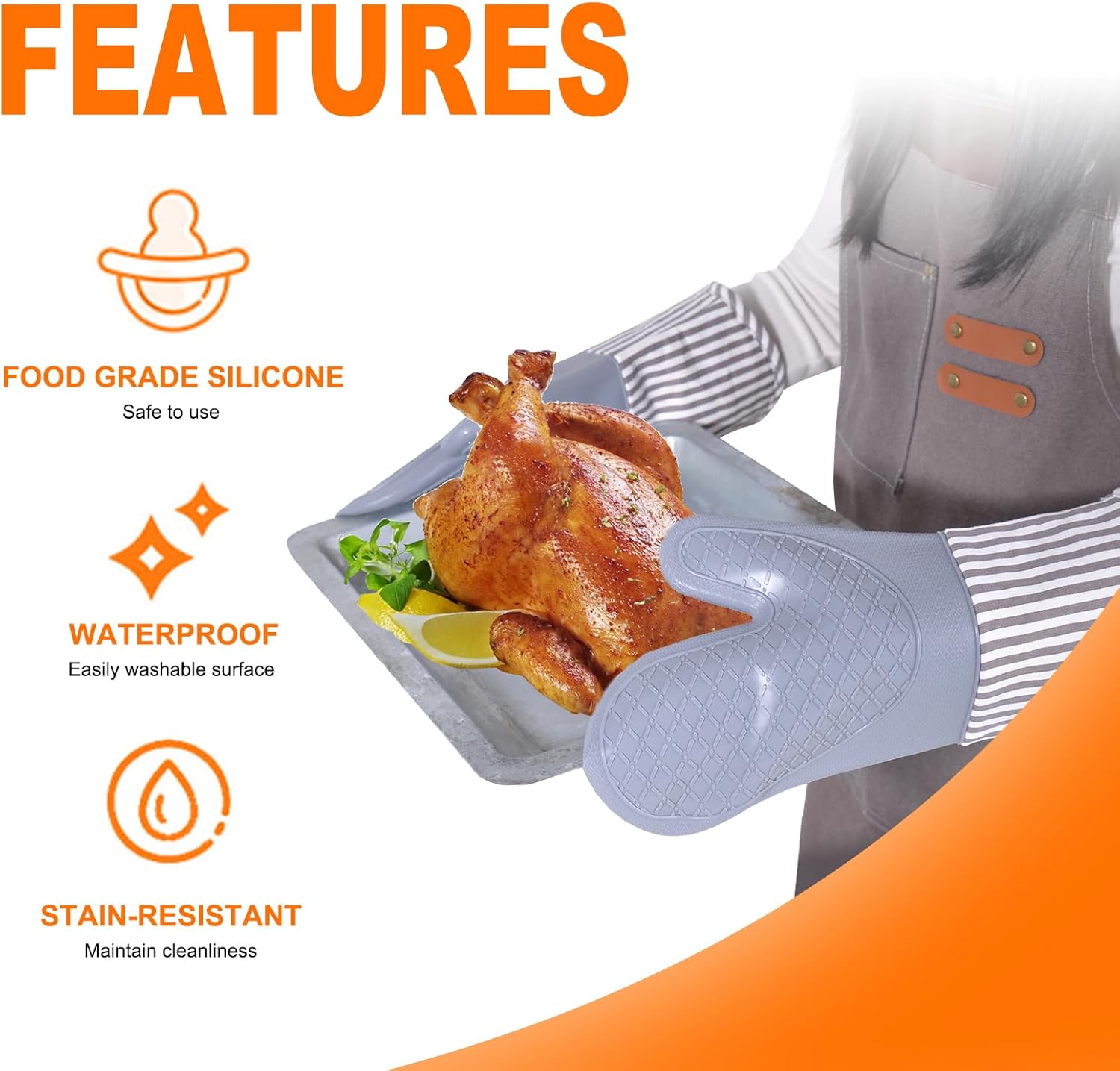 Silicone Oven Mitts, 500°F Hea - Oven Mitt Silicone avaliação e preço