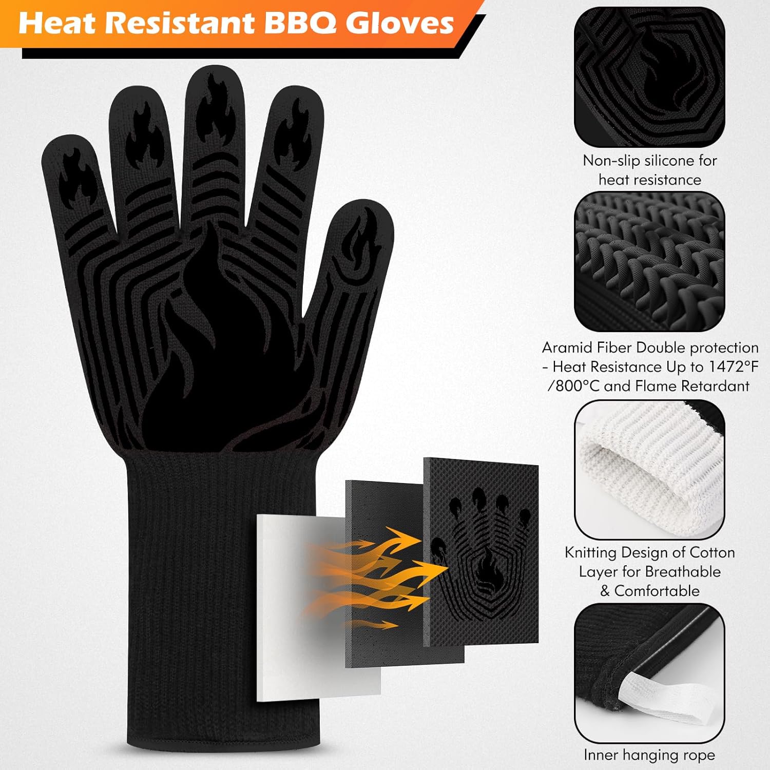 BBQ Gloves, 1472°F Heat Resist - Heat Resistant Glove avaliação e preço