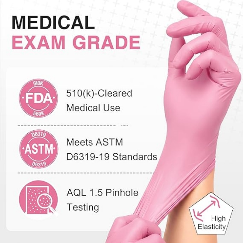 Pink Nitrile Disposable Gloves - Latex Disposable Glove avaliação e preço