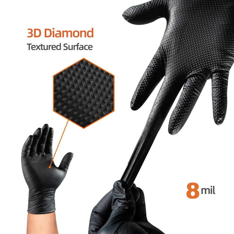 8Mil Heavy Duty Black Nitrile  - Nitrile Mechanic Glove avaliação e preço