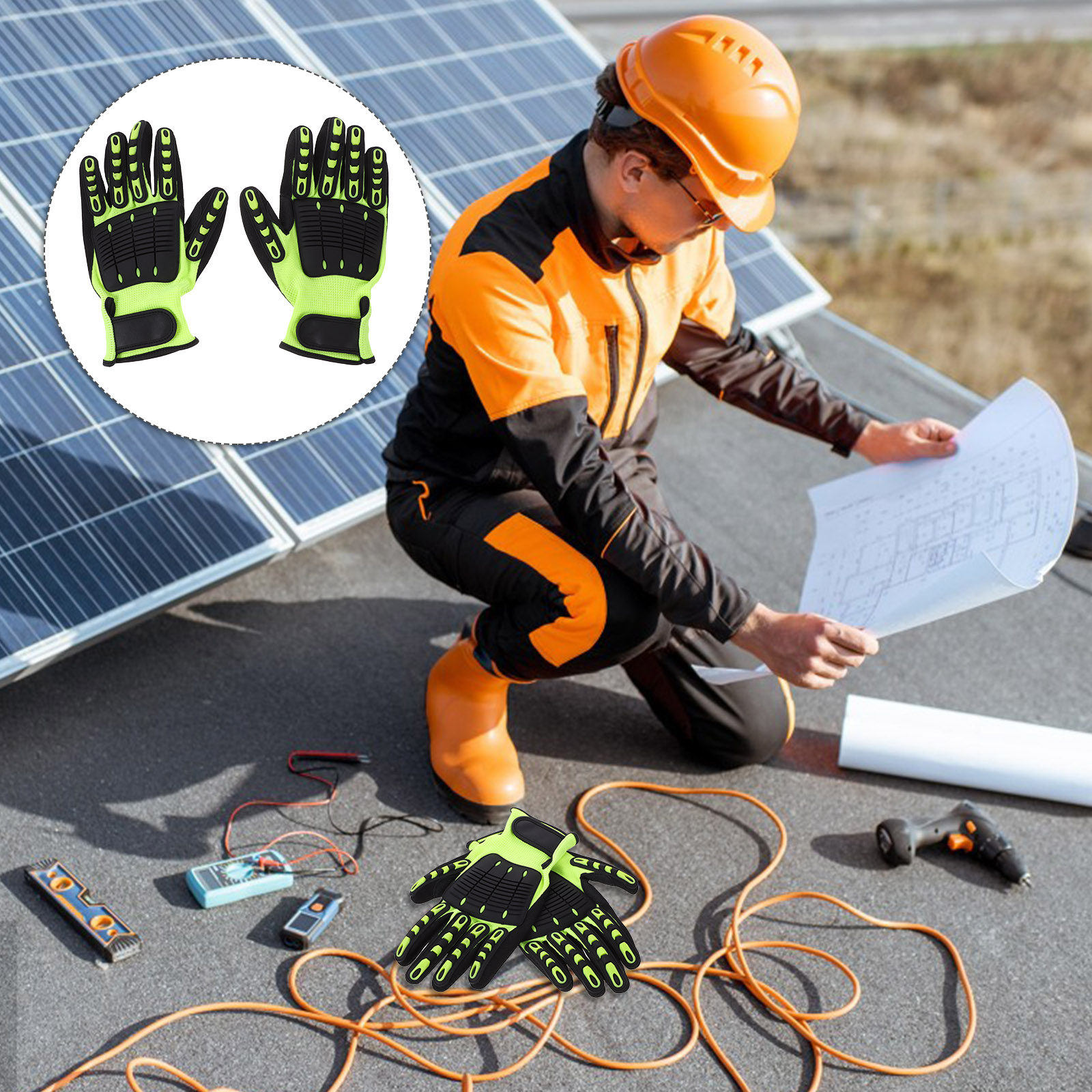 1Pair Heavy Duty Cut Resistant - Work Glove Impact avaliação e preço