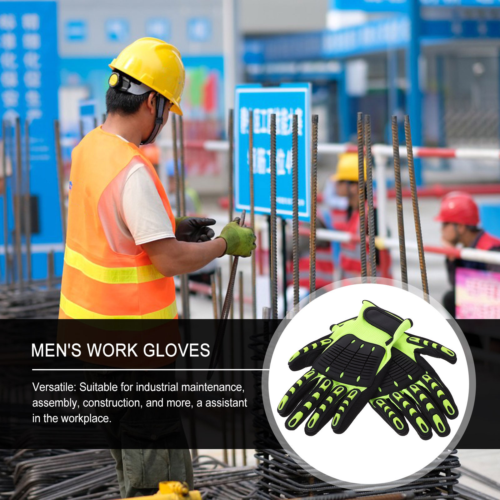 1Pair Heavy Duty Cut Resistant - Work Glove Impact avaliação e preço