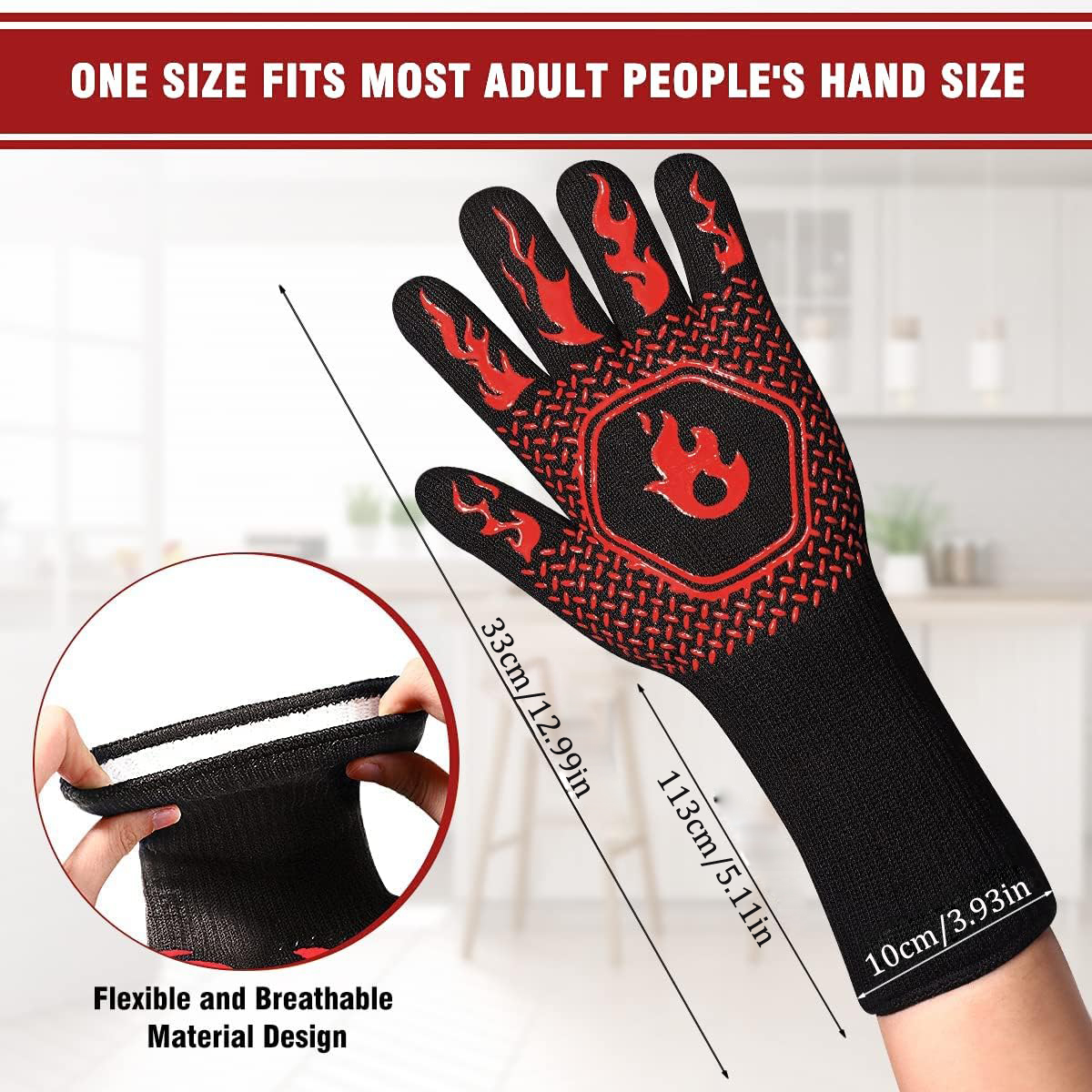 BBQ Grill Gloves High Temp Res - Oven Mitt Silicone avaliação e preço