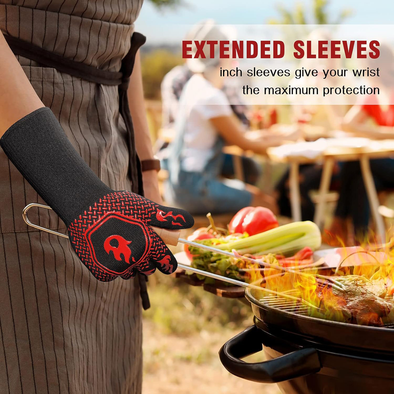 BBQ Grill Gloves High Temp Res - Oven Mitt Silicone avaliação e preço