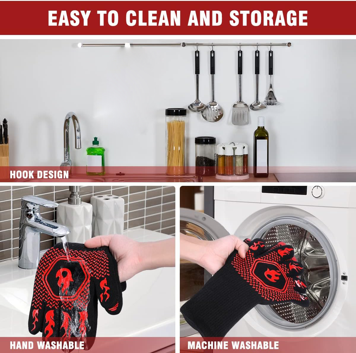 BBQ Grill Gloves High Temp Res - Oven Mitt Silicone avaliação e preço