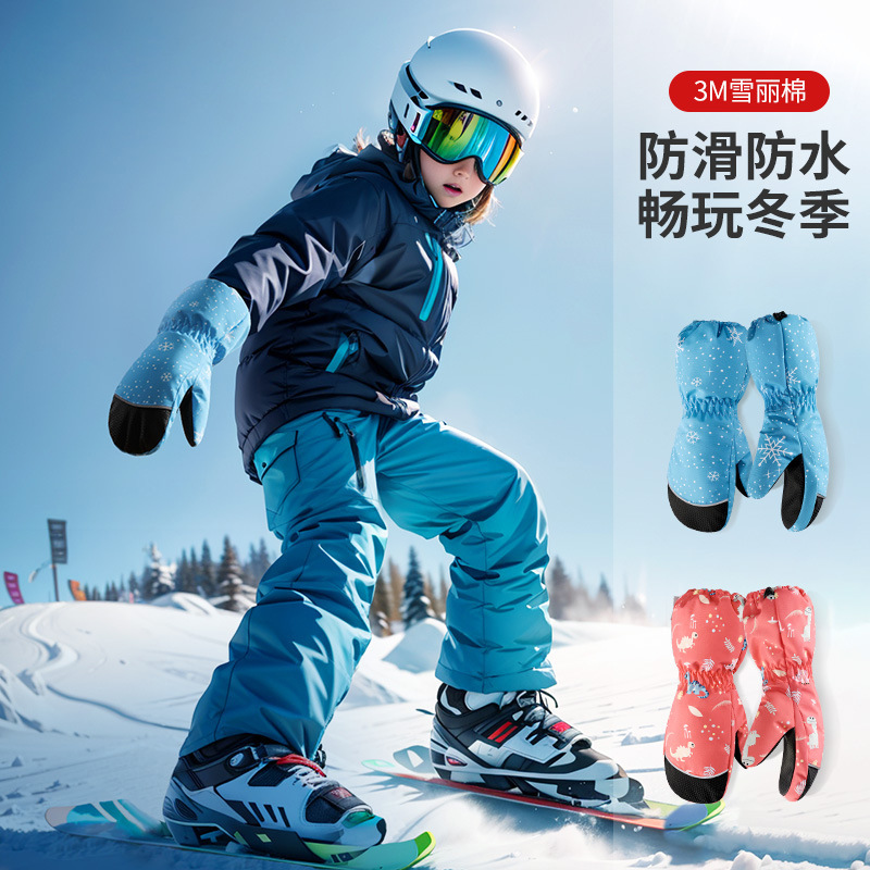 Kids Ski Gloves Winter Warm Wa - Ski Glove Waterproof avaliação e preço