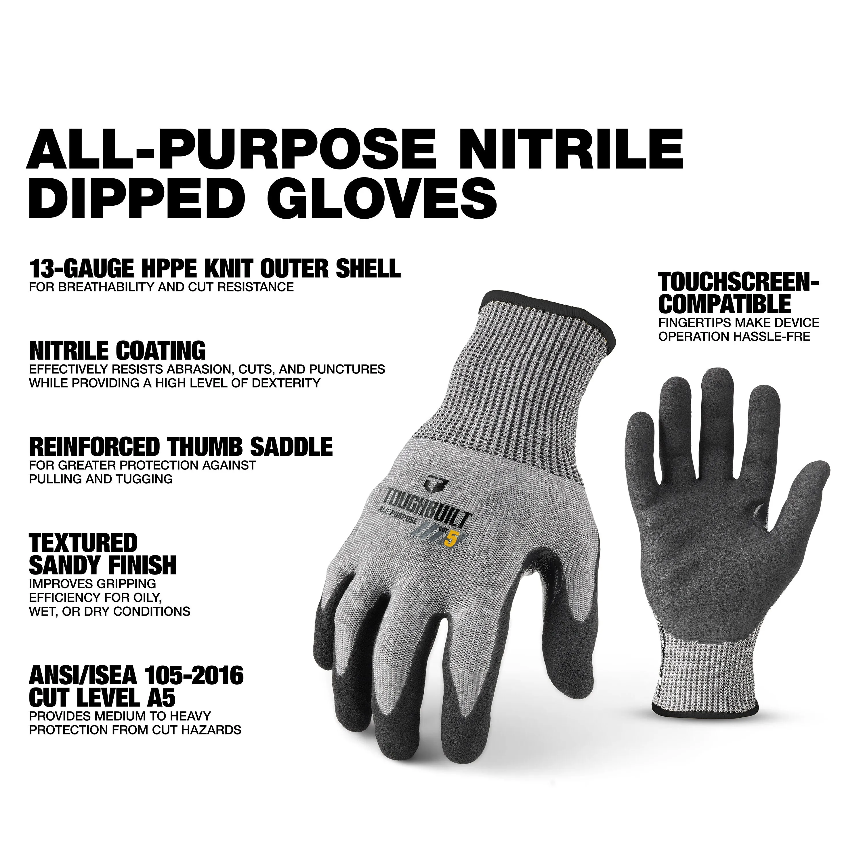 TOUGHBUILT TB-P2-112-5-L Nitri - Nitrile Mechanic Glove avaliação e preço
