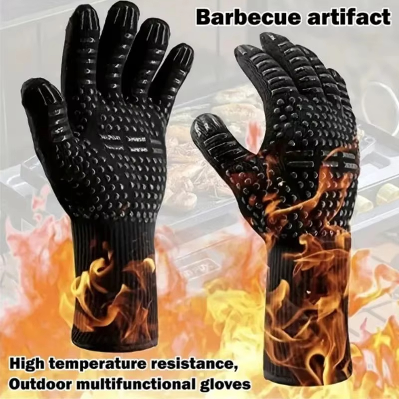 One Piece BBQ Gloves High Temp - Oven Mitt Silicone avaliação e preço