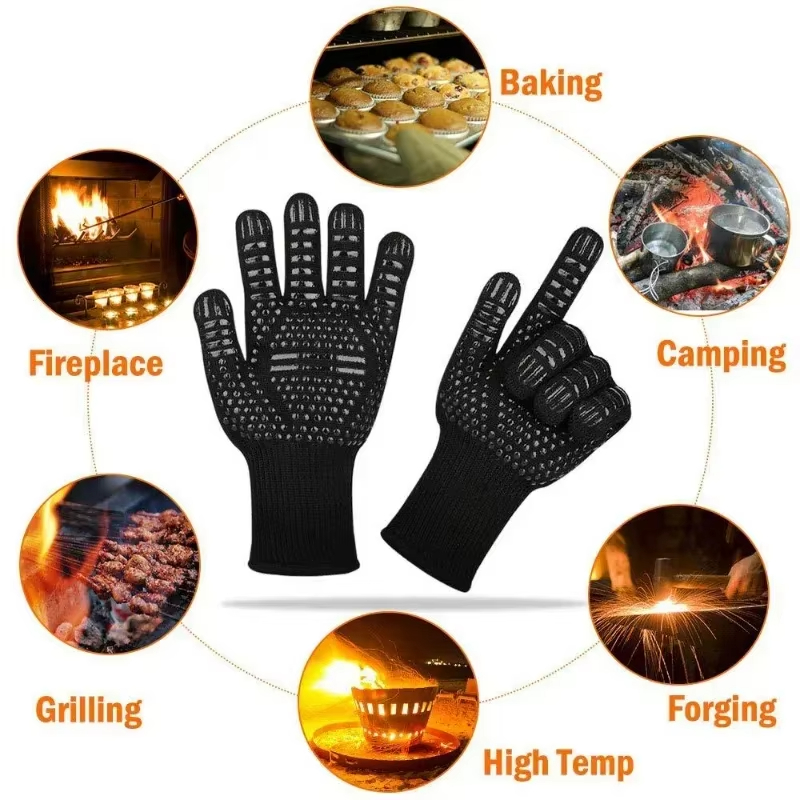 One Piece BBQ Gloves High Temp - Oven Mitt Silicone avaliação e preço