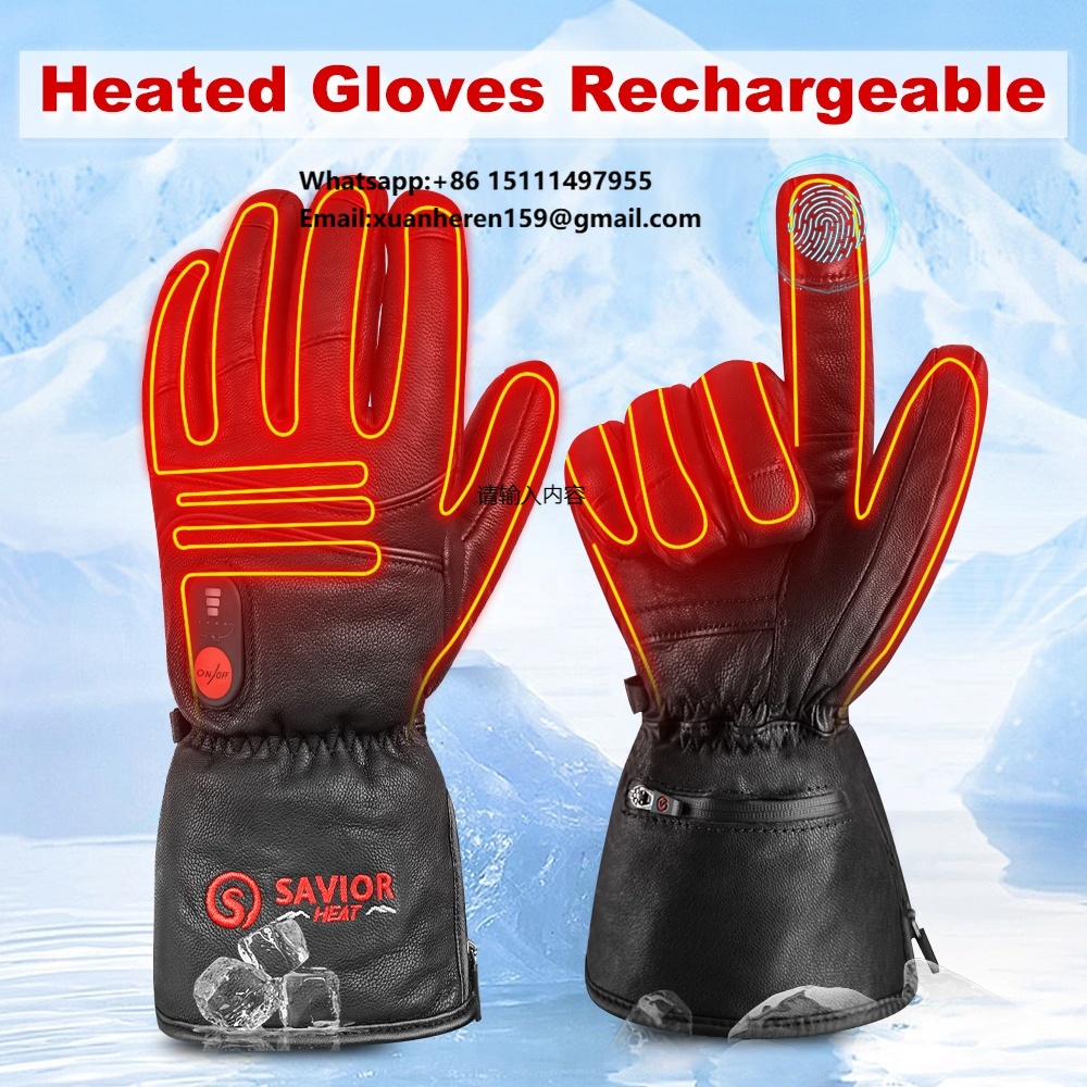 Heated Leather Gloves Men Wome - Ski Glove Waterproof avaliação e preço