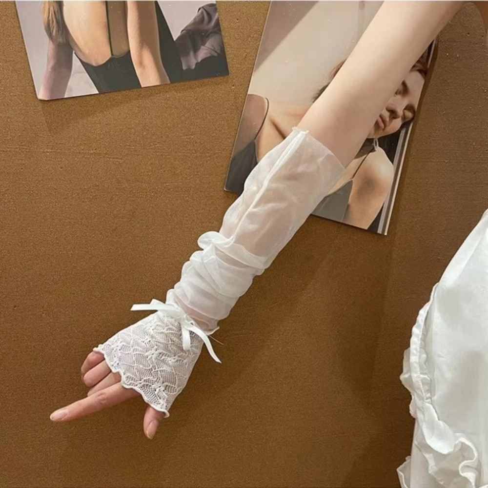 Harajuku Lace Ruffle Mesh Glov - Fingerless Glove Knit avaliação e preço