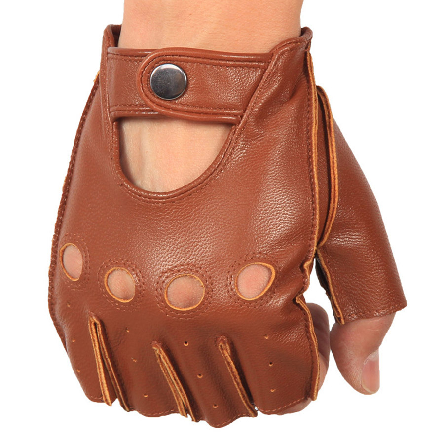 High Quality Man's Half Finger - Leather Driving Glove avaliação e preço