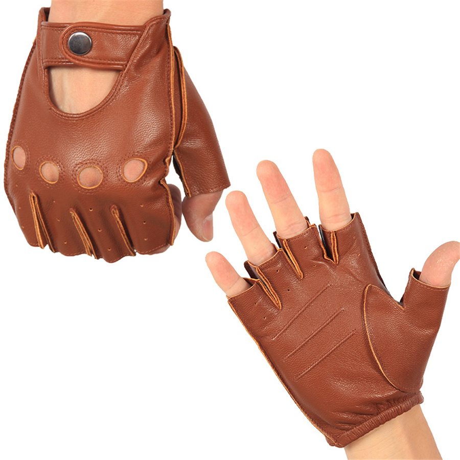 High Quality Man's Half Finger - Leather Driving Glove avaliação e preço