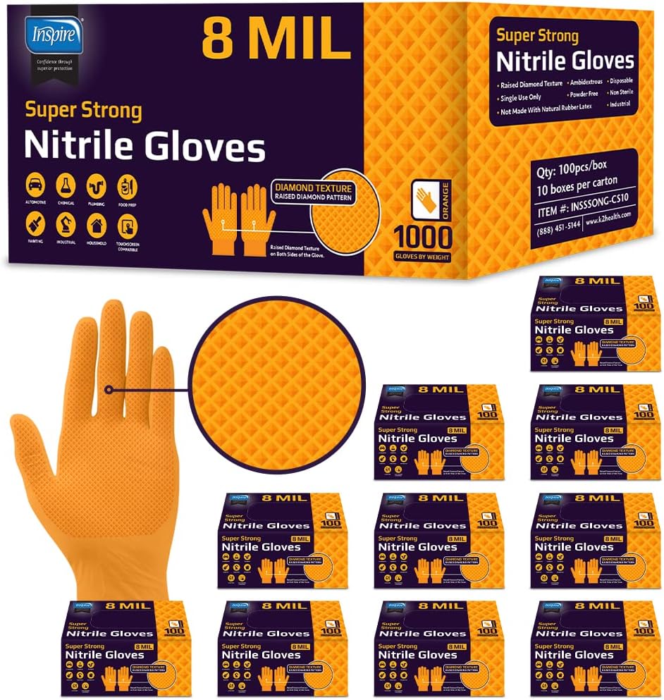 Heavy Duty Orange Nitrile Glov - Nitrile Mechanic Glove avaliação e preço