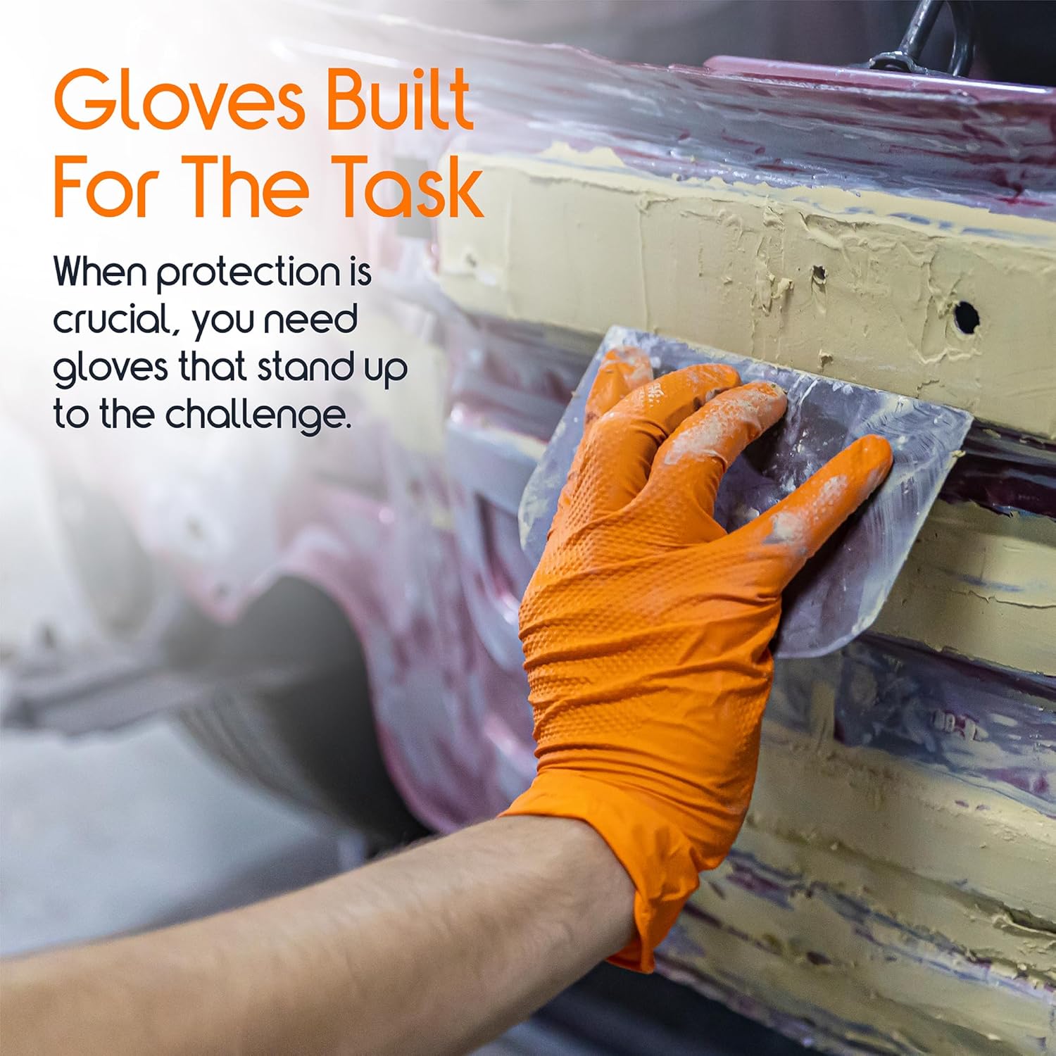 Heavy Duty Orange Nitrile Glov - Nitrile Mechanic Glove avaliação e preço