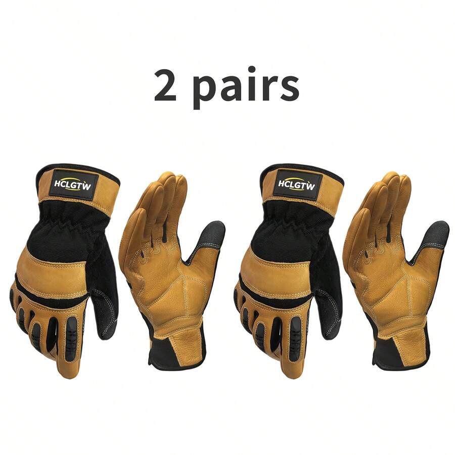 Two Pairs Of Brown Leather Glo - Work Glove Impact avaliação e preço