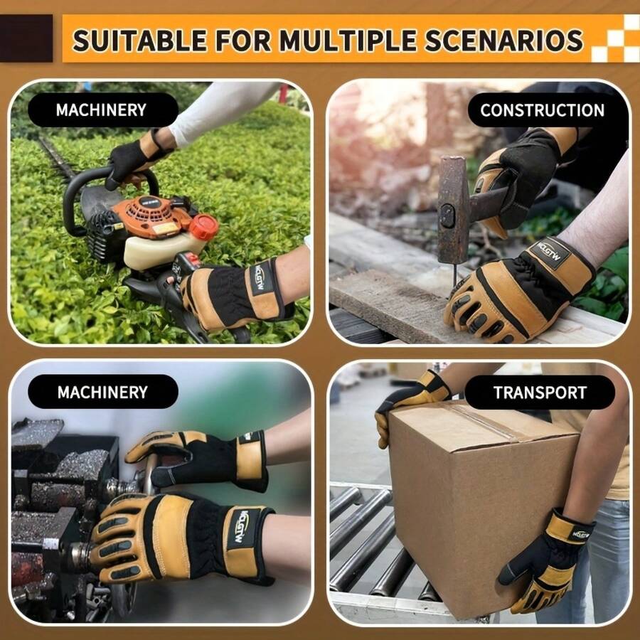 Two Pairs Of Brown Leather Glo - Work Glove Impact avaliação e preço