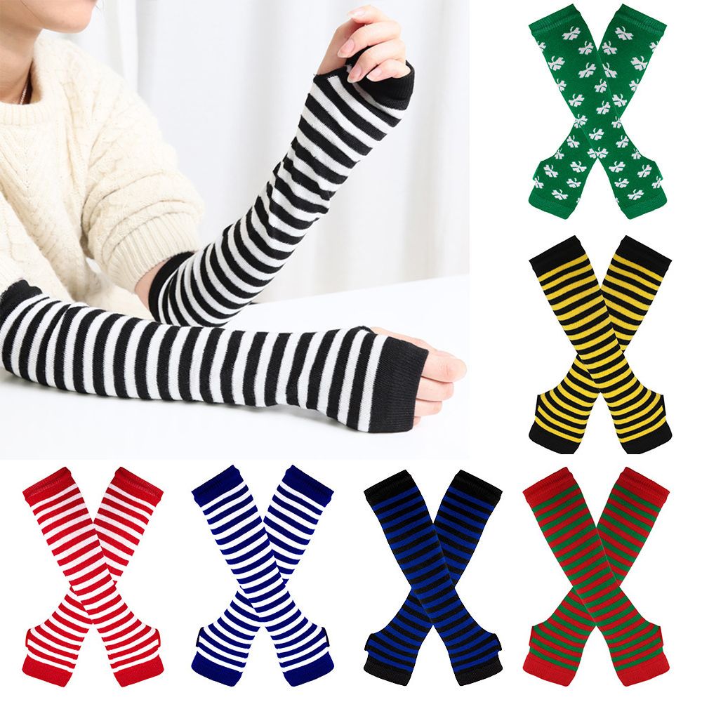 Striped Knitted Handschoenen L - Fingerless Glove Knit avaliação e preço