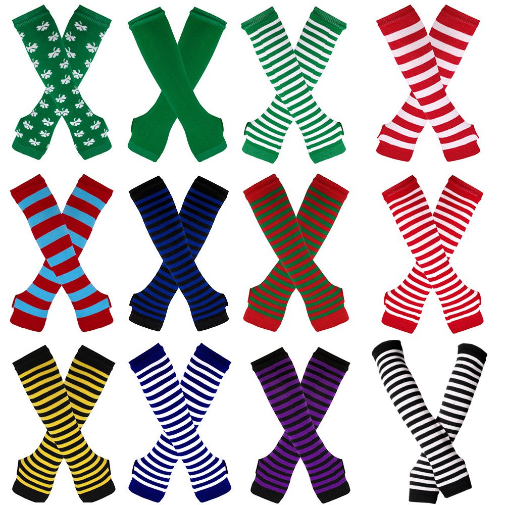 Striped Knitted Handschoenen L - Fingerless Glove Knit avaliação e preço