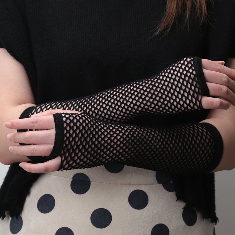 New black Fishnet Fingerless L - Fingerless Glove Knit avaliação e preço