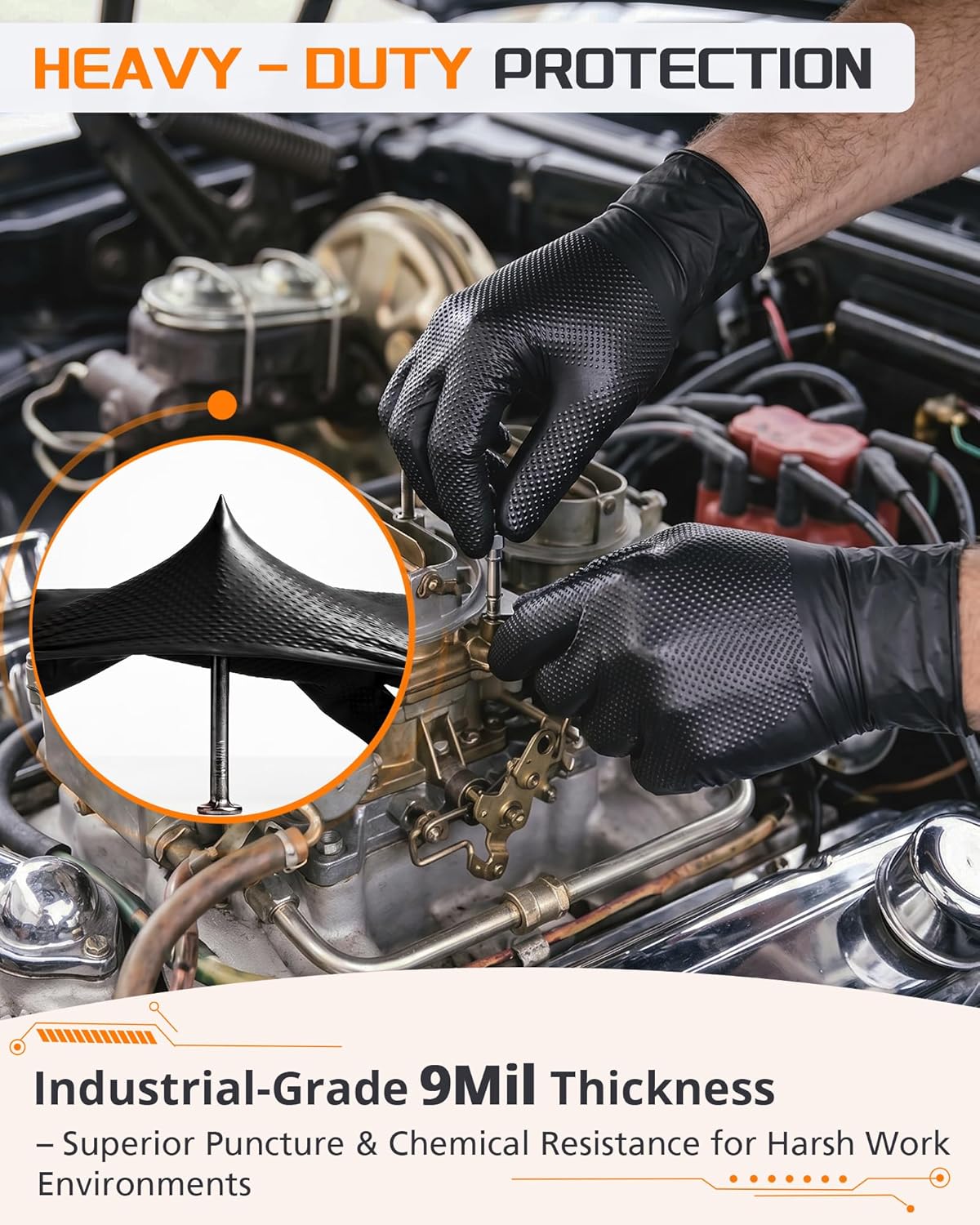 9mil Heavy Duty Disposable Nit - Nitrile Mechanic Glove avaliação e preço