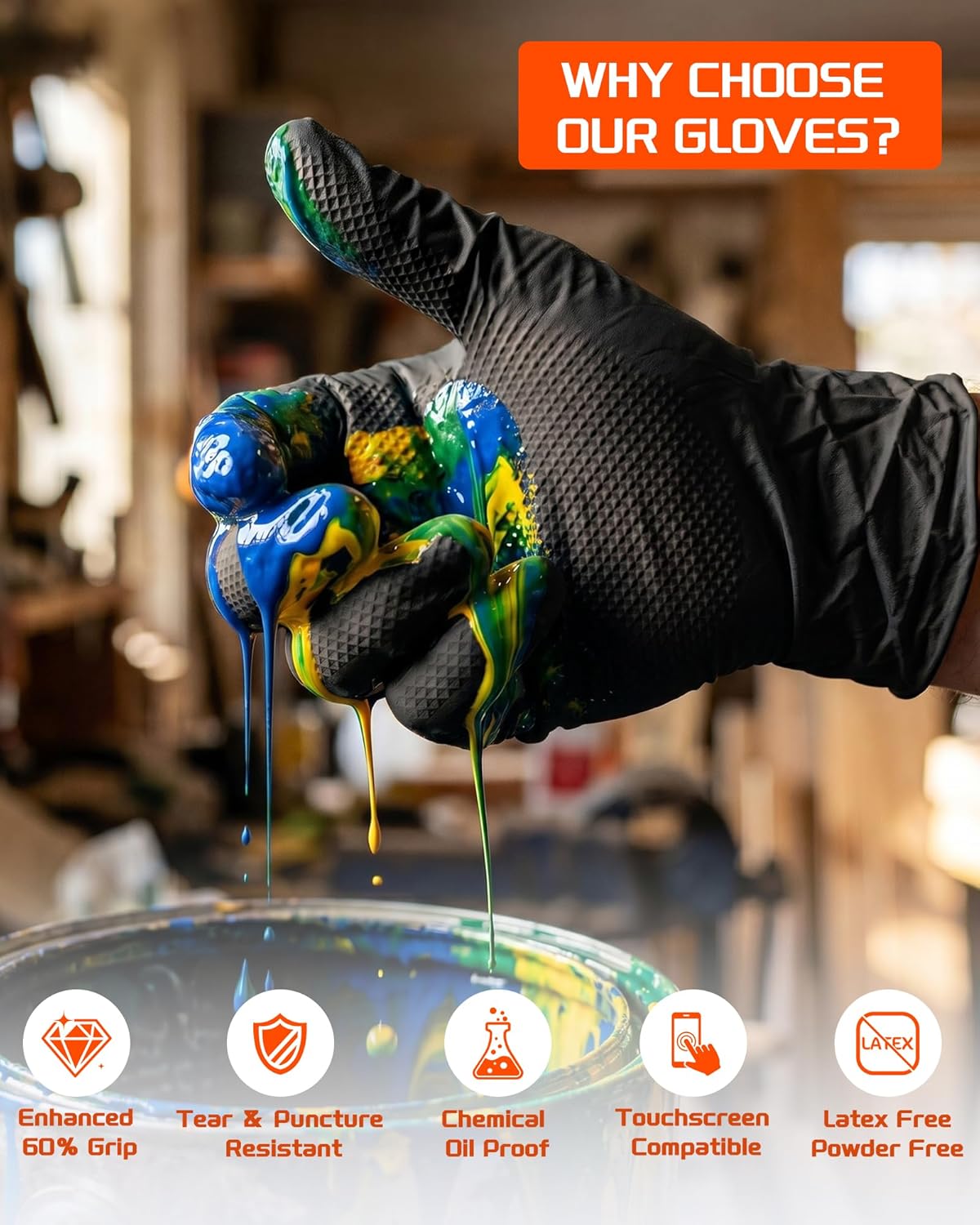 9mil Heavy Duty Disposable Nit - Nitrile Mechanic Glove avaliação e preço