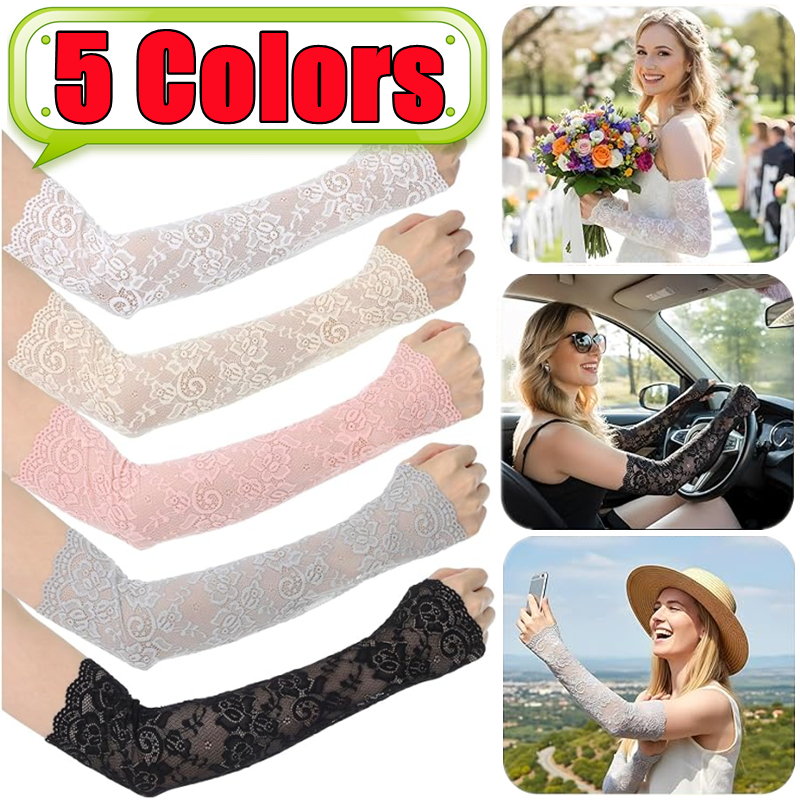 New 1Pair Sexy Lace Hollow-Out - Fingerless Glove Knit avaliação e preço