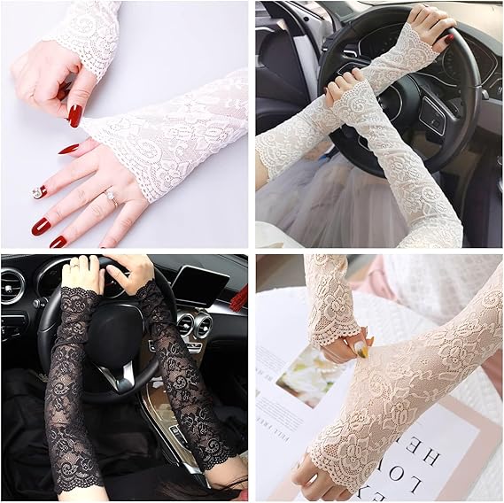 New 1Pair Sexy Lace Hollow-Out - Fingerless Glove Knit avaliação e preço