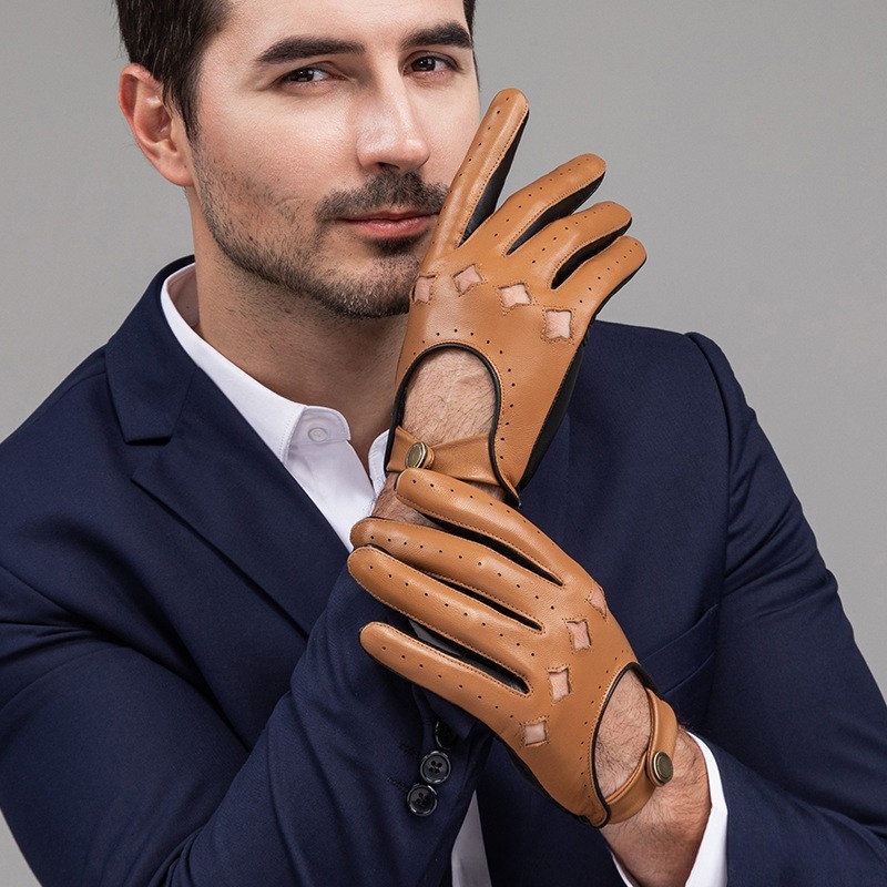 Men Leather Gloves Motorcycle  - Leather Driving Glove avaliação e preço
