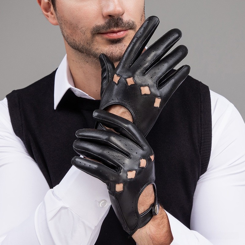 Men Leather Gloves Motorcycle  - Leather Driving Glove avaliação e preço