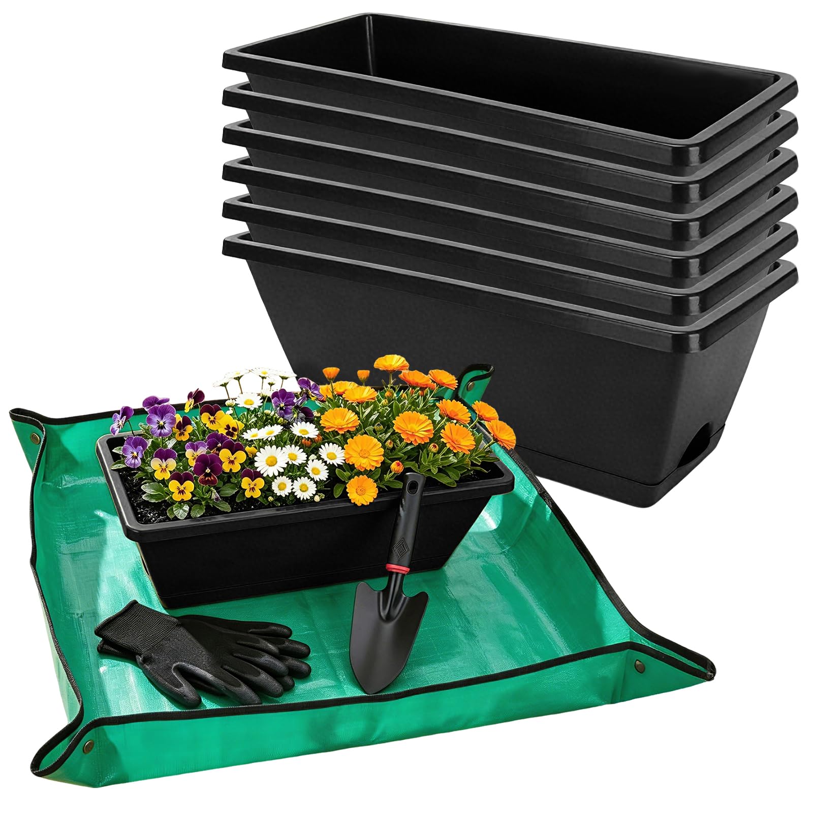 7 Black 17-Inch Rectangular Pl - Gardening Glove Waterproof avaliação e preço