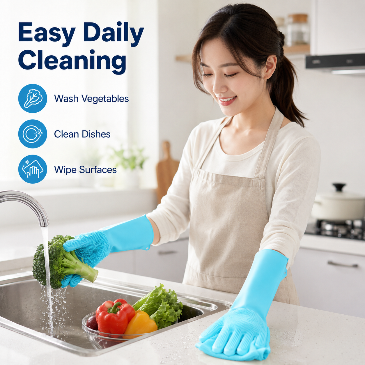 1 Pair Silicone Cleaning Glove - Dish Glove Rubber avaliação e preço