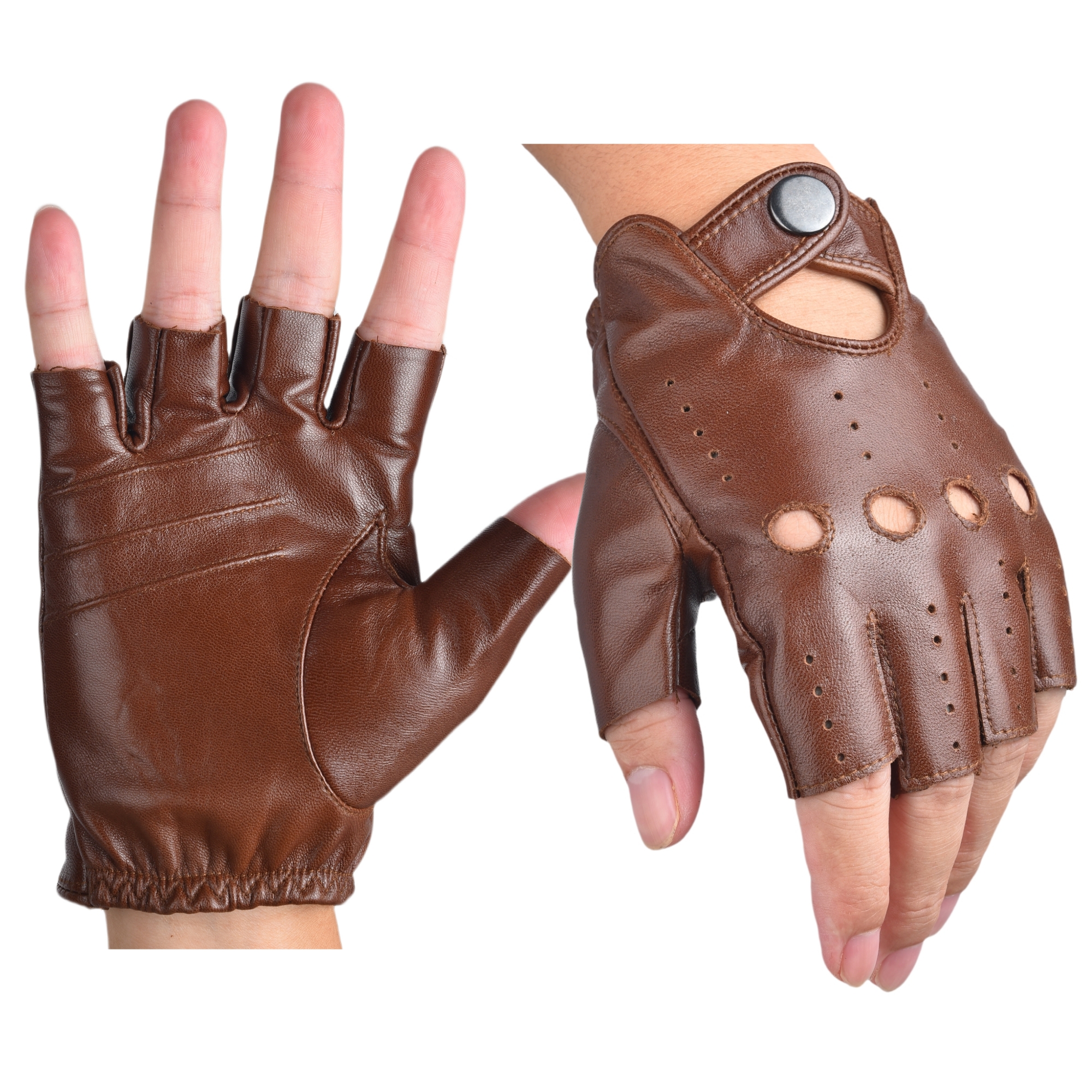 Mens Fingerless Half Finger Le - Leather Driving Glove avaliação e preço