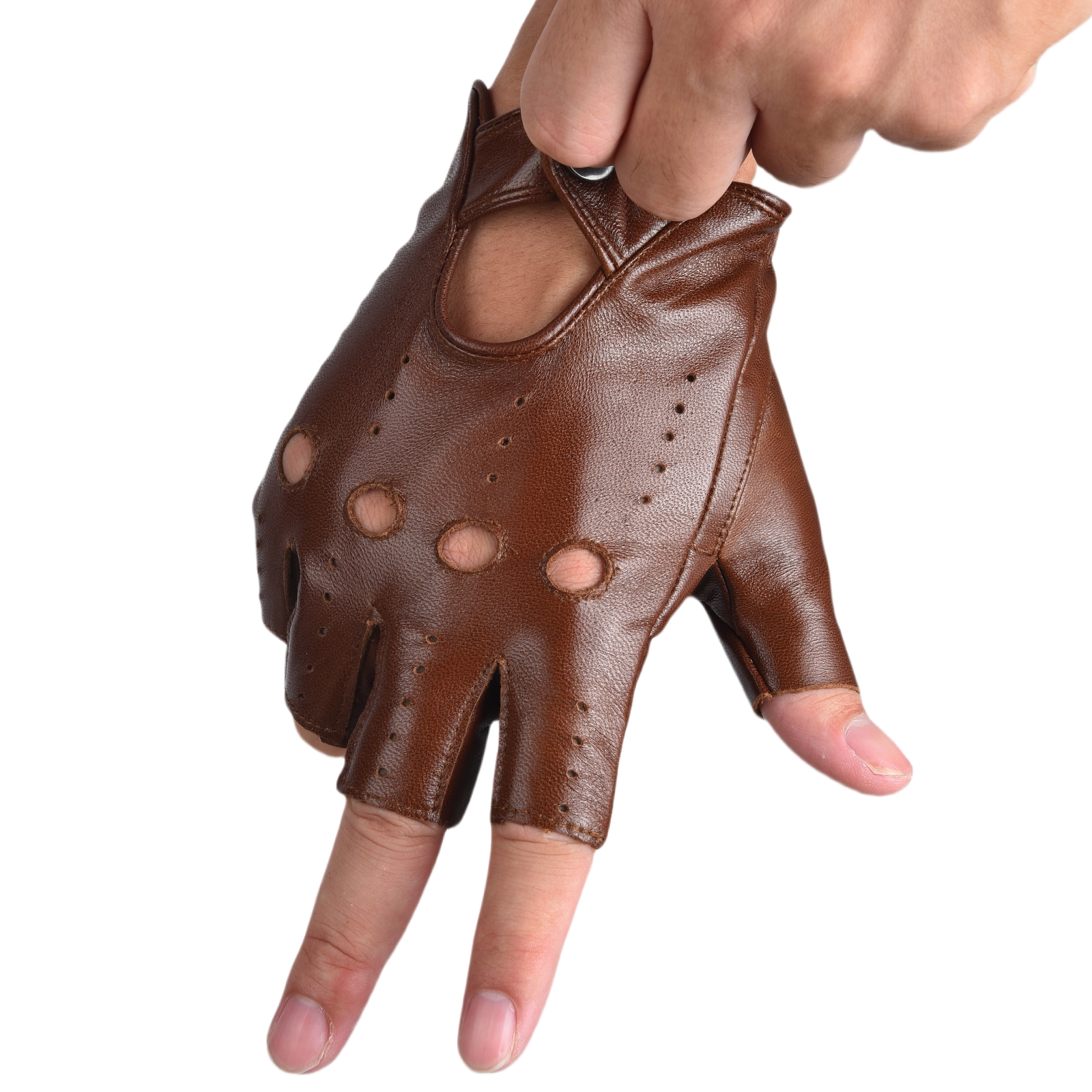 Mens Fingerless Half Finger Le - Leather Driving Glove avaliação e preço