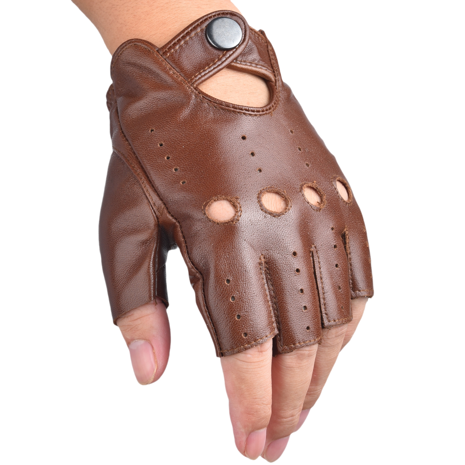 Mens Fingerless Half Finger Le - Leather Driving Glove avaliação e preço