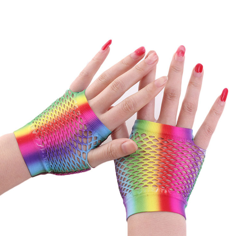 Ladies Sexy Rainbow Color Shor - Fingerless Glove Knit avaliação e preço