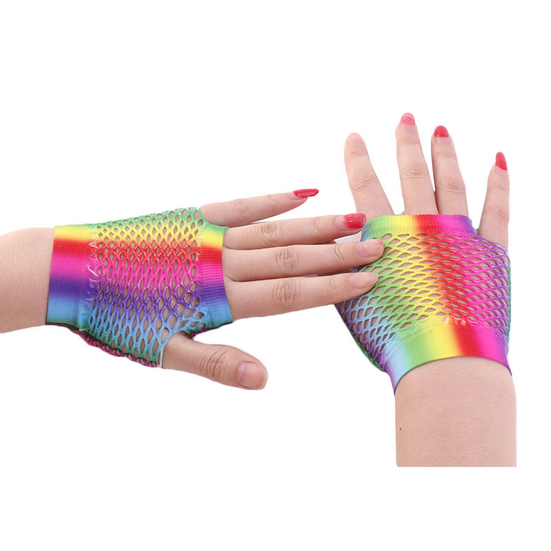 Ladies Sexy Rainbow Color Shor - Fingerless Glove Knit avaliação e preço