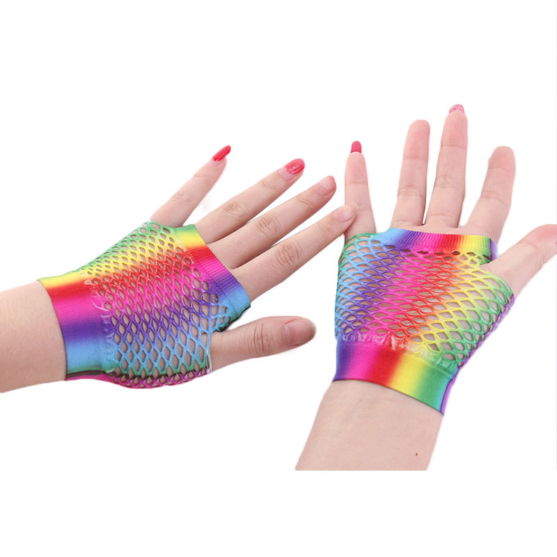 Ladies Sexy Rainbow Color Shor - Fingerless Glove Knit avaliação e preço