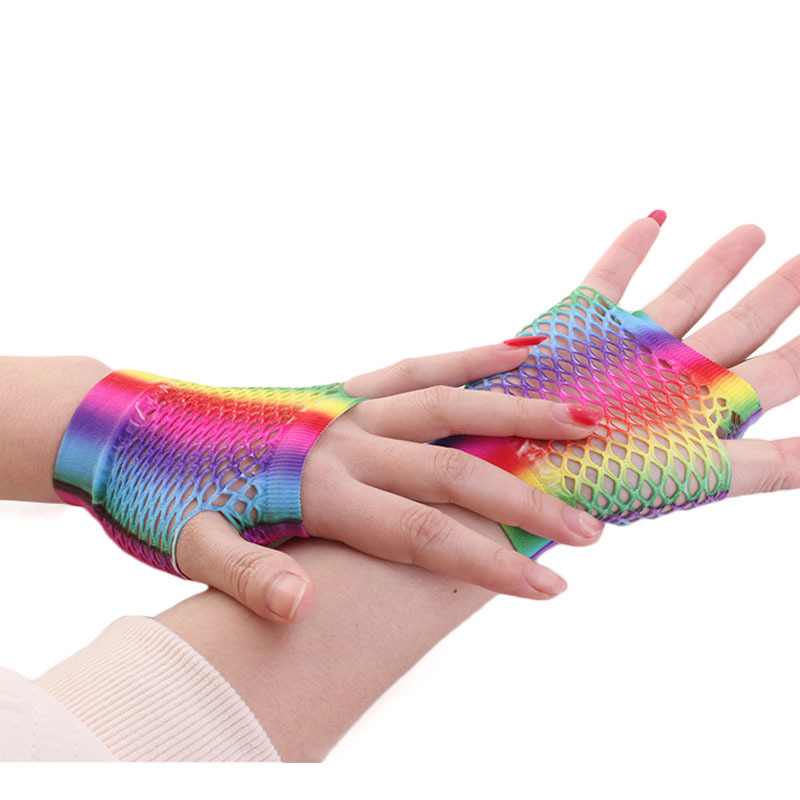 Ladies Sexy Rainbow Color Shor - Fingerless Glove Knit avaliação e preço