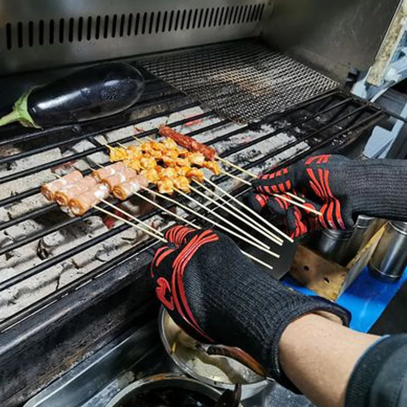 Flame Retardant Non-slip BBQ F - Oven Mitt Silicone avaliação e preço
