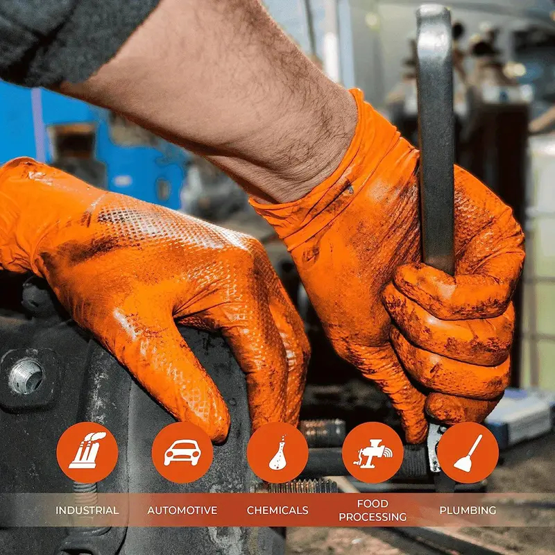 8Mil Heavy Duty Orange Nitrile - Nitrile Mechanic Glove avaliação e preço