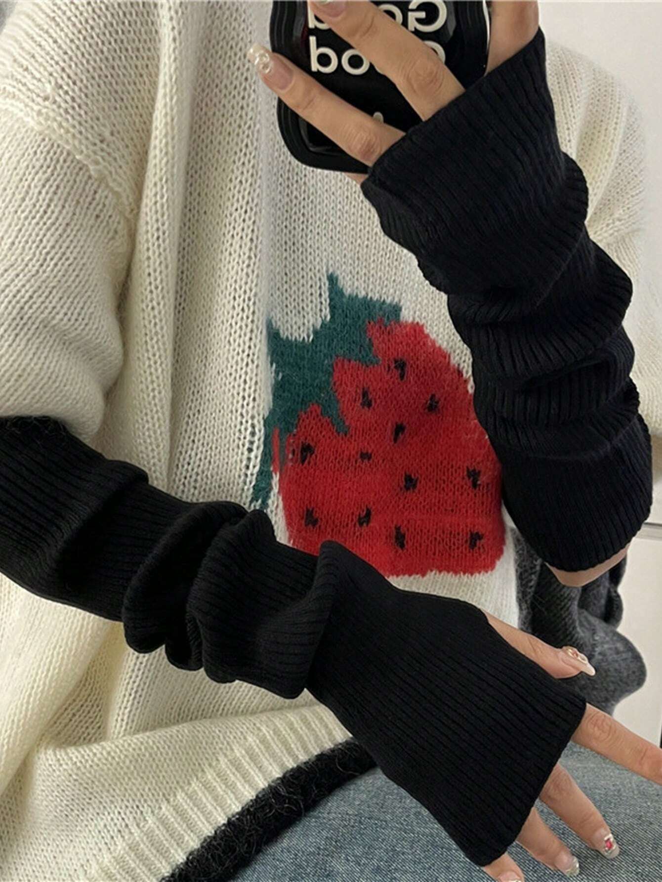 Black Fingerless Knitted Glove - Fingerless Glove Knit avaliação e preço