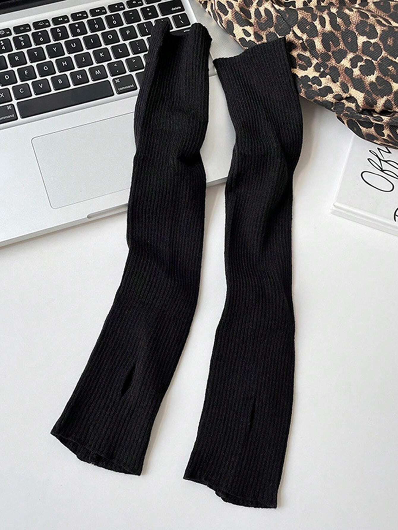 Black Fingerless Knitted Glove - Fingerless Glove Knit avaliação e preço